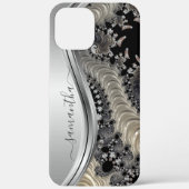 Coques Case-Mate iPhone Nom manuscrit Fractal Argent Or moderne (Verso)