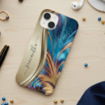 Coque Pour iPhone 14 Nom manuscrit Fractal Blue Gold<br><div class="desc">Cette conception est également disponible sur d'autres modèles de téléphone. Choisissez Type de périphérique pour voir d'autres iPhone, Samsung Galaxy ou coques Google. Certains styles peuvent être modifiés en sélectionnant Style si c'est une option. Cette conception peut être personnalisée dans la zone fournie en modifiant la photo et/ou le texte....</div>