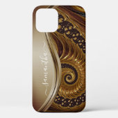 Coques Case-Mate iPhone Nom manuscrit Fractal Or moderne (Verso)