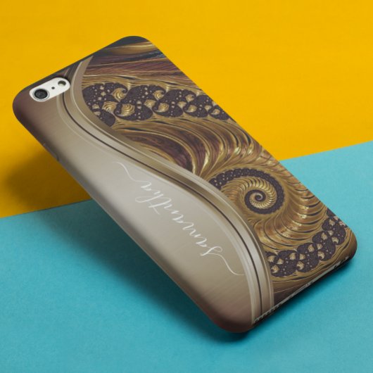 Coques Case-Mate iPhone Nom manuscrit Fractal Or moderne