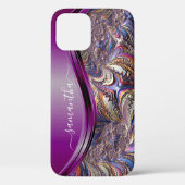 Coques Case-Mate iPhone Nom manuscrit Fractal Purple (Verso)