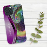 Coque Pour iPhone 14 Nom manuscrit Fractal Purple<br><div class="desc">Cette conception est également disponible sur d'autres modèles de téléphone. Choisissez Type de périphérique pour voir d'autres iPhone, Samsung Galaxy ou coques Google. Certains styles peuvent être modifiés en sélectionnant Style si c'est une option. Cette conception peut être personnalisée dans la zone fournie en modifiant la photo et/ou le texte....</div>