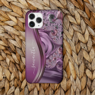 Coque Pour iPhone 14 Pro Nom manuscrit Fractal Purple