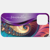 Coques Case-Mate iPhone Nom manuscrit Fractal Purple (Verso / Droite)