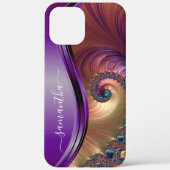 Coques Case-Mate iPhone Nom manuscrit Fractal Purple (Verso)