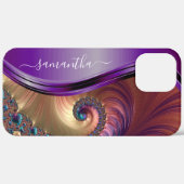 Coques Case-Mate iPhone Nom manuscrit Fractal Purple (Verso / Droite)