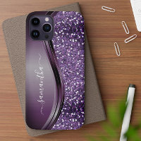 Nom manuscrit Glam Purple Parties scintillant méta