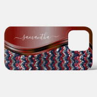 Nom manuscrit Glam Rouge blanc bleu Parties scinti