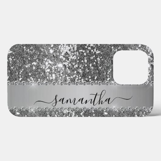Coques Case-Mate iPhone Nom manuscrit Graphite Diamond Parties scintillant (Verso (horizontal))