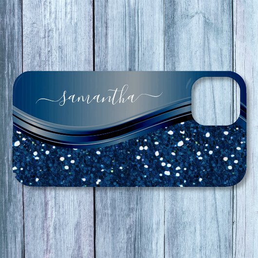 Coques Case-Mate iPhone Nom manuscrit Marine Parties scintillant en métal