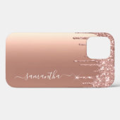 Coques Case-Mate iPhone Nom manuscrit Rose Gold Metal Parties scintillant  (Verso (horizontal))