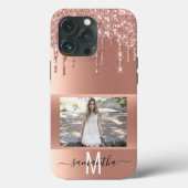 Coques Case-Mate iPhone Nom manuscrit Rose Gold Metal Parties scintillant  (Verso)