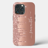 Coques Case-Mate iPhone Nom manuscrit Rose Gold Parties scintillant métall (Verso)