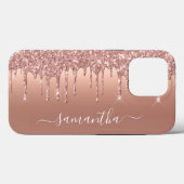 Coques Case-Mate iPhone Nom manuscrit Rose Gold Parties scintillant métall (Verso (horizontal))