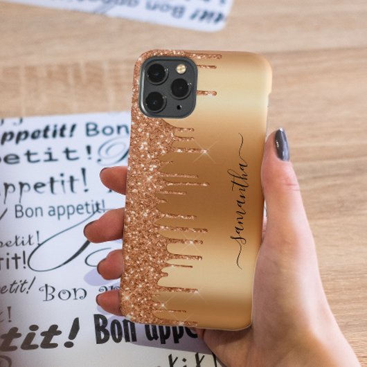 Coques Case-Mate iPhone Nom manuscrit Terra Cotta Parties scintillant Terr