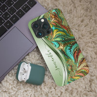 Nom manuscrit vert fractal moderne