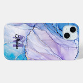Coques Case-Mate iPhone Nom marbré bleu et violet moderne (Verso (horizontal))