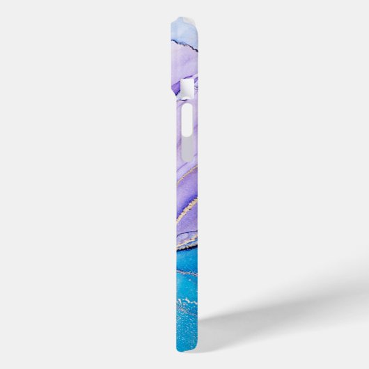 Coques Case-Mate iPhone Nom marbré bleu et violet moderne (Verso / Gauche)