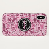 Coques Case-Mate iPhone Nom Médicale de motif de rose mignon d'infirmier (Dos (Horizontal))