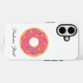 Coques Case-Mate iPhone Nom mignon moderne Monogramme Donut rose blanc (Verso (horizontal))