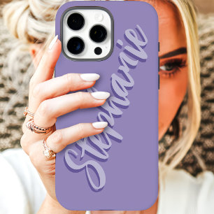 Coques iPhone 16 Pro Max Nom minimaliste moderne poussiéreux violet écritur
