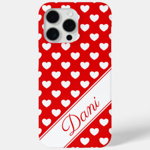 Coque iPhone 15 Pro Max Nom Modèle, Rouge Et Blanc Frappant