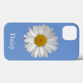 Coques Case-Mate iPhone Nom Moderne Elegant Blanc Fleur marguerite sur Ble (Verso (horizontal))
