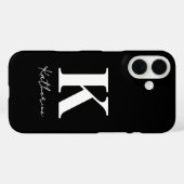 Coques Case-Mate iPhone Nom Moderne Initial Noir Blanc Personnaliser (Verso (horizontal))