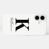 Coques Case-Mate iPhone Nom Moderne Initiale Blanc Personnaliser Noir (Verso (horizontal))