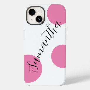 Coque Pour iPhone 14 Nom moderne mignon Grand Pois rose