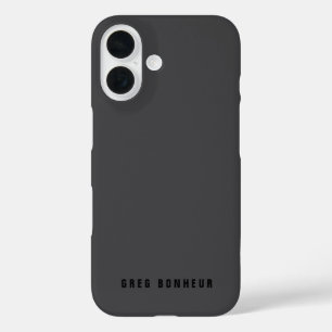 Coques iPhone 16 Nom moderne ou autre Modèle de texte   Gris charbo