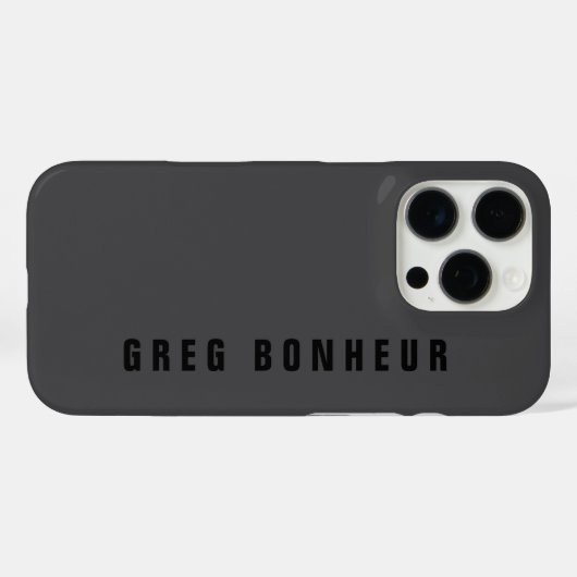 Coques Case-Mate iPhone Nom moderne ou autre modèle de texte | Gris foncé (Verso (horizontal))