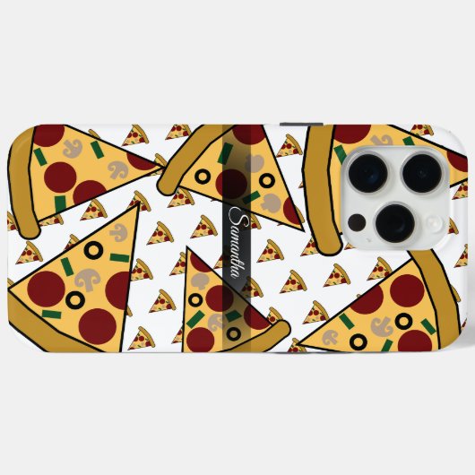 Coques Case-Mate iPhone Nom moderne personnalisé Slice Pizza Rose (Verso (horizontal))