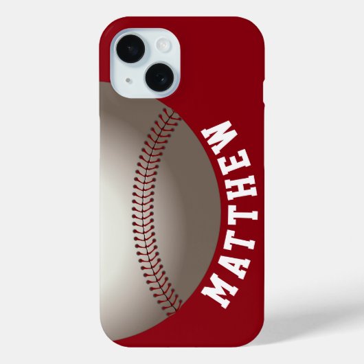 Coques Case-Mate iPhone Nom moderne Red Baseball (Verso)