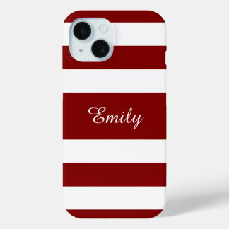 Coque Pour iPhone 15 Nom moderne Red Stripes