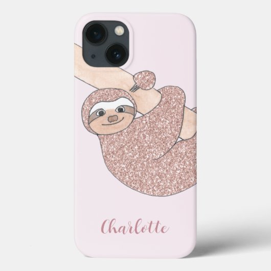 Coques Case-Mate iPhone Nom Monogram Rose Sloth (Verso)