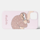 Coques Case-Mate iPhone Nom Monogram Rose Sloth (Verso (horizontal))