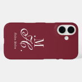 Coques Case-Mate iPhone Nom Monogramme Blanc Bourguignon Moderne (Verso (horizontal))