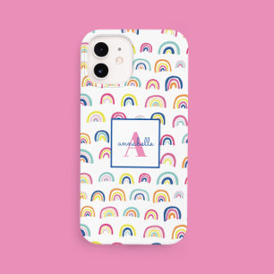 Coque Pour iPhone 14 Nom Monogramme Bohème Arc-en-ciel