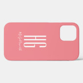 Coques Case-Mate iPhone Nom Monogramme Chic Rose Corail (Verso (horizontal))