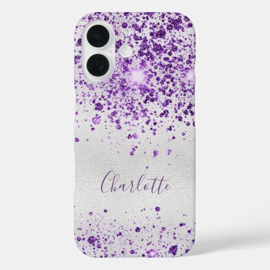 Coques Case-Mate iPhone Nom monogramme de la parties scintillant argentée  (Verso)