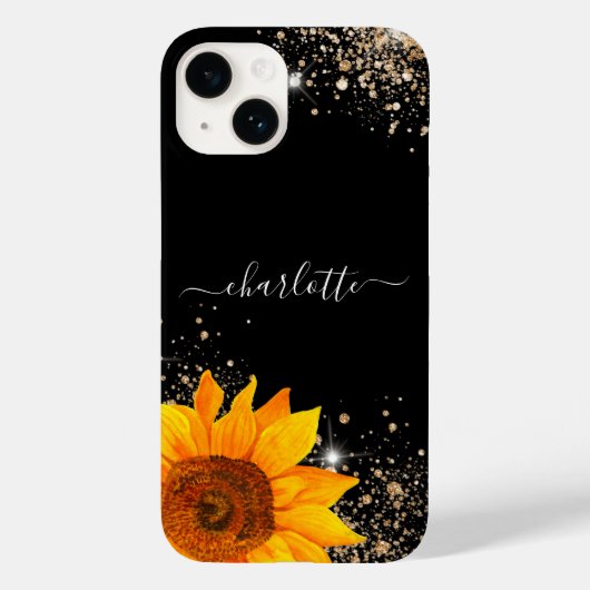 Coques Case-Mate iPhone Nom monogramme de la parties scintillant en or noi (Verso)
