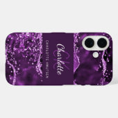 Coques Case-Mate iPhone Nom monogramme de marbre rose mauve (Verso (horizontal))