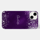 Coques Case-Mate iPhone Nom monogramme de poussière de parties scintillant (Verso (horizontal))