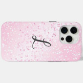 Coques Case-Mate iPhone Nom monogramme élégant Parties scintillant rose (Verso (horizontal))
