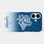 Coques Case-Mate iPhone Nom Monogramme Fleurs d'Hibiscus Tropicales Ombre (Verso (horizontal))