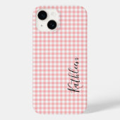 Coques Case-Mate iPhone Nom Monogramme Gingham Rose Blanc Carreaux (Verso)