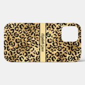 Coques Case-Mate iPhone Nom Monogramme Imprimé Léopard Noir Or Cheetah (Verso (horizontal))