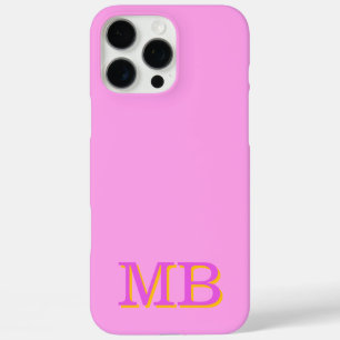 Coques iPhone 16 Pro Max nom monogramme initiales rose unique