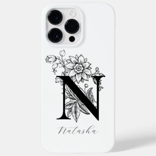 Coque Pour Pour iPhone 14 Pro Max Nom monogramme lettre botanique vintage N